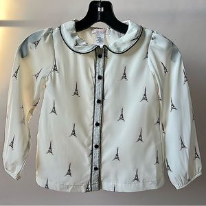 Eiffel Tower Children’s Janie and Jack Size 5 White Parisian Blouse